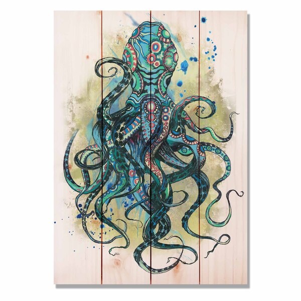 Colorful Blue Octopus 14"x20" Indoor/Outdoor Full Color Wall Art