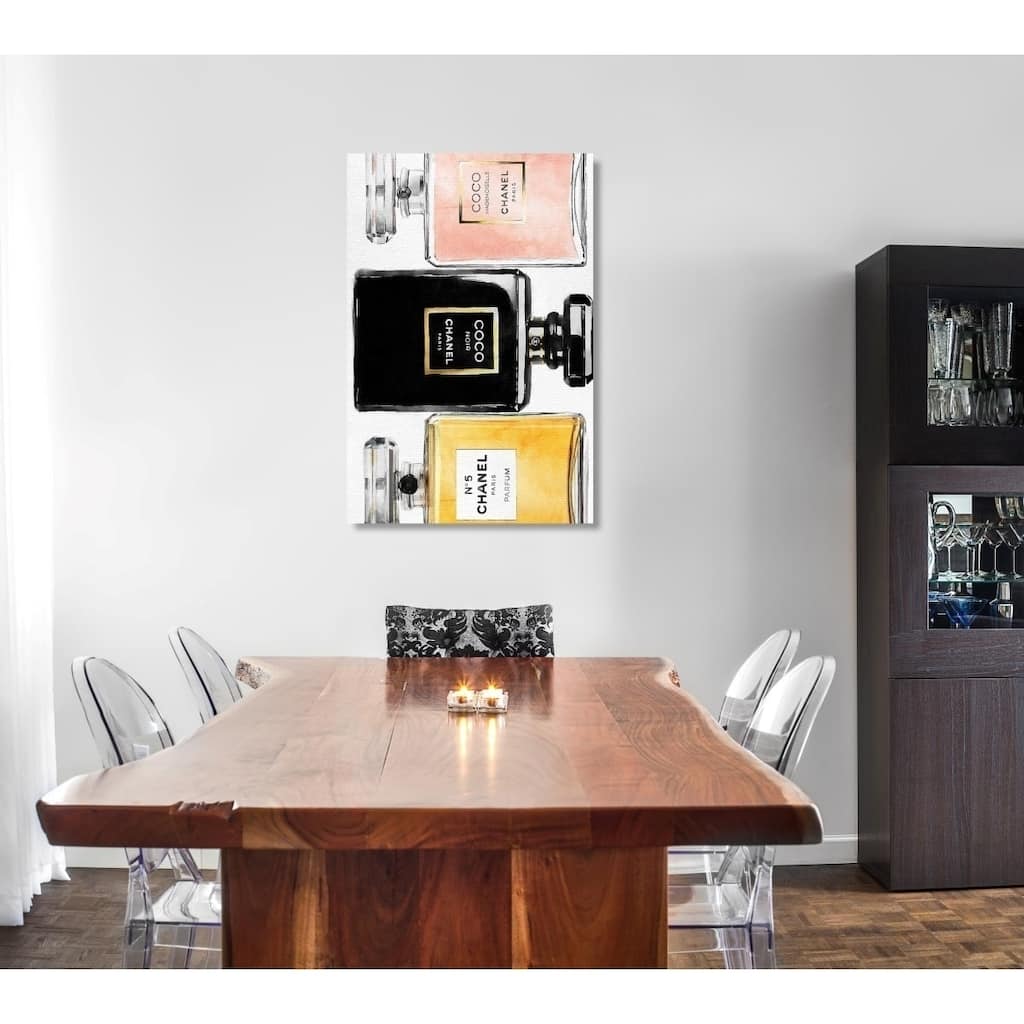 Oliver Gal 'Classic Perfume Stacked' Fashion and Glam Wall Art Canvas Print - Black, Yellow