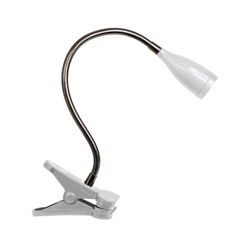 LimeLights Flexible Gooseneck LED Clip Light Desk Lamp - White