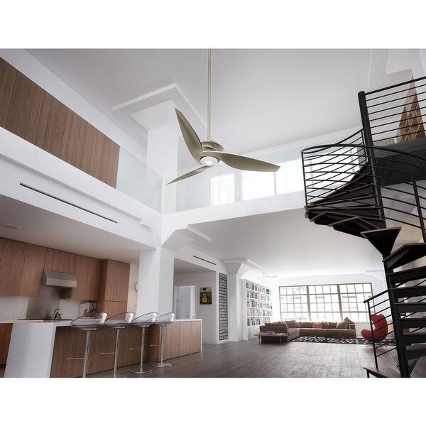 Amazon Com Co Z 52 Inch Ceiling Fan Led Light Brushed Nickel Finish With Three Silver Color Reversible Blades Full Remote Included Kitchen Dining