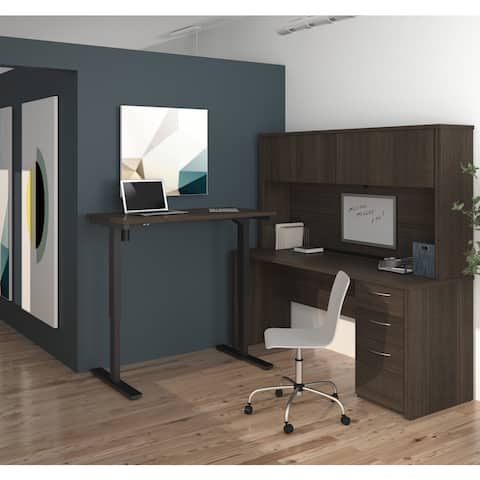 Bestar Embassy L-Desk with Hutch including Electric Height Adjustable Table