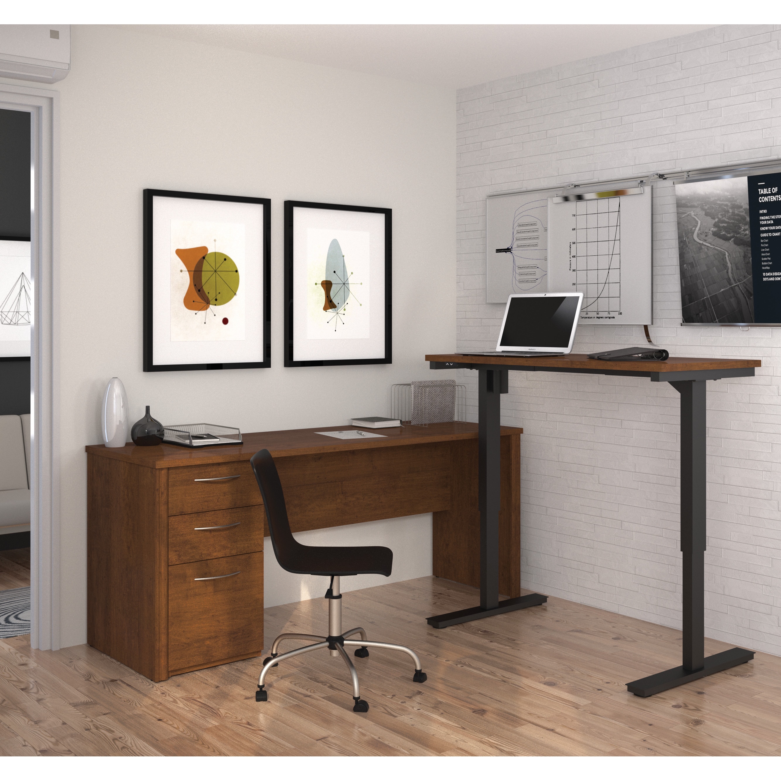 Bestar Embassy L Desk Including Electric Height Adjustable Table