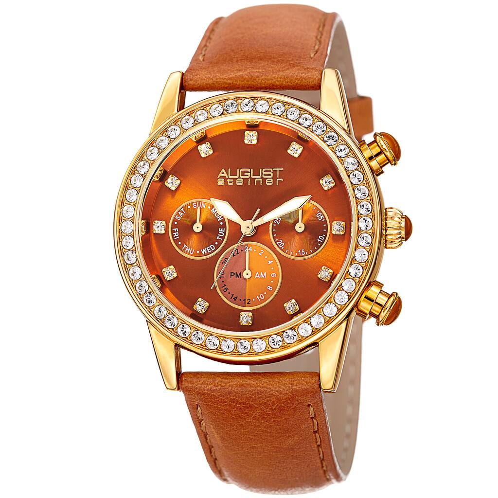 Swarovski Gold and Tan Leather Crystal Watch Swarovski Crystalline Glam Watch - Leather strap - Black  main image 3
