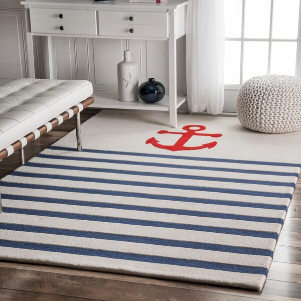 Nuloom Handmade By Thomas Paul Anchor Nautical Striped Area Rug