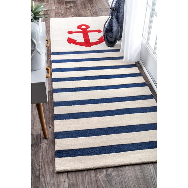 Shop nuLOOM Handmade by Thomas Paul Anchor Nautical Ivory Striped