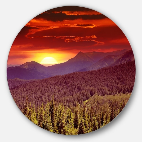 Designart Crystal Clear Creek in Mountains Wall Art Disc of 38 38x38-Disc of 38 inch Green