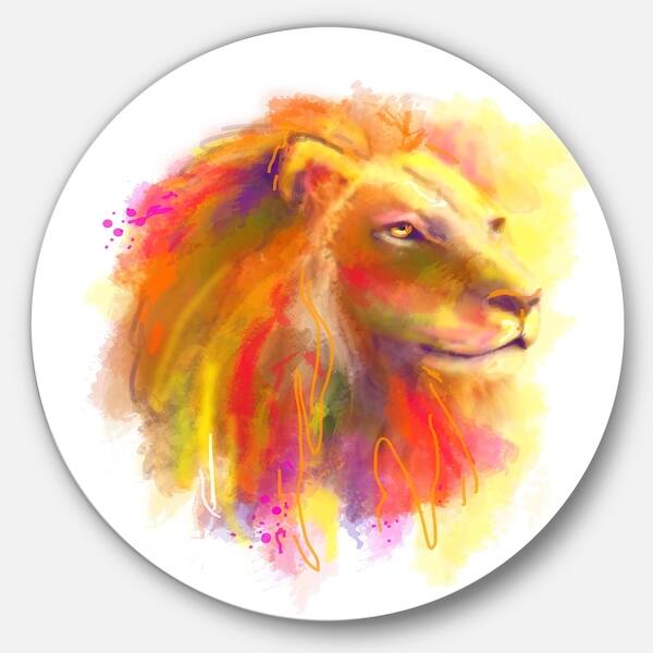 Shop Designart Lion With Colorful Mane Animal Painting Round