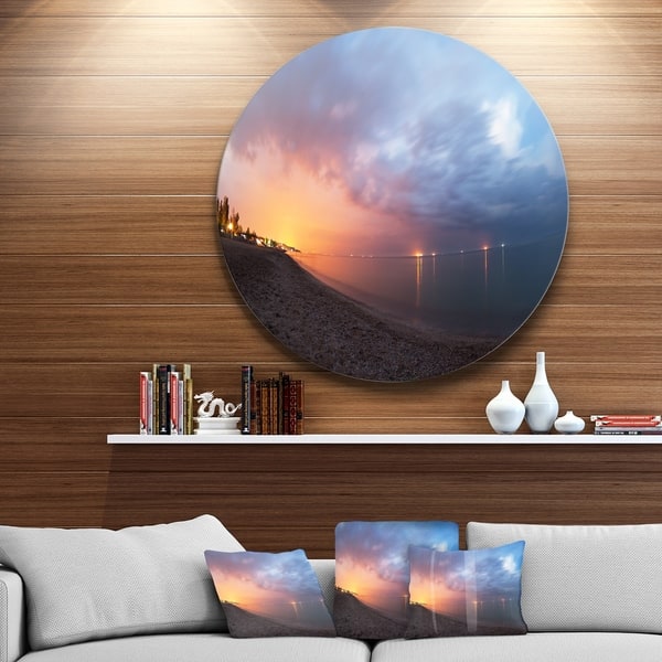 Designart Summer Night With Blue Sky Skyline Photography Circle Wall Art Overstock 14254471