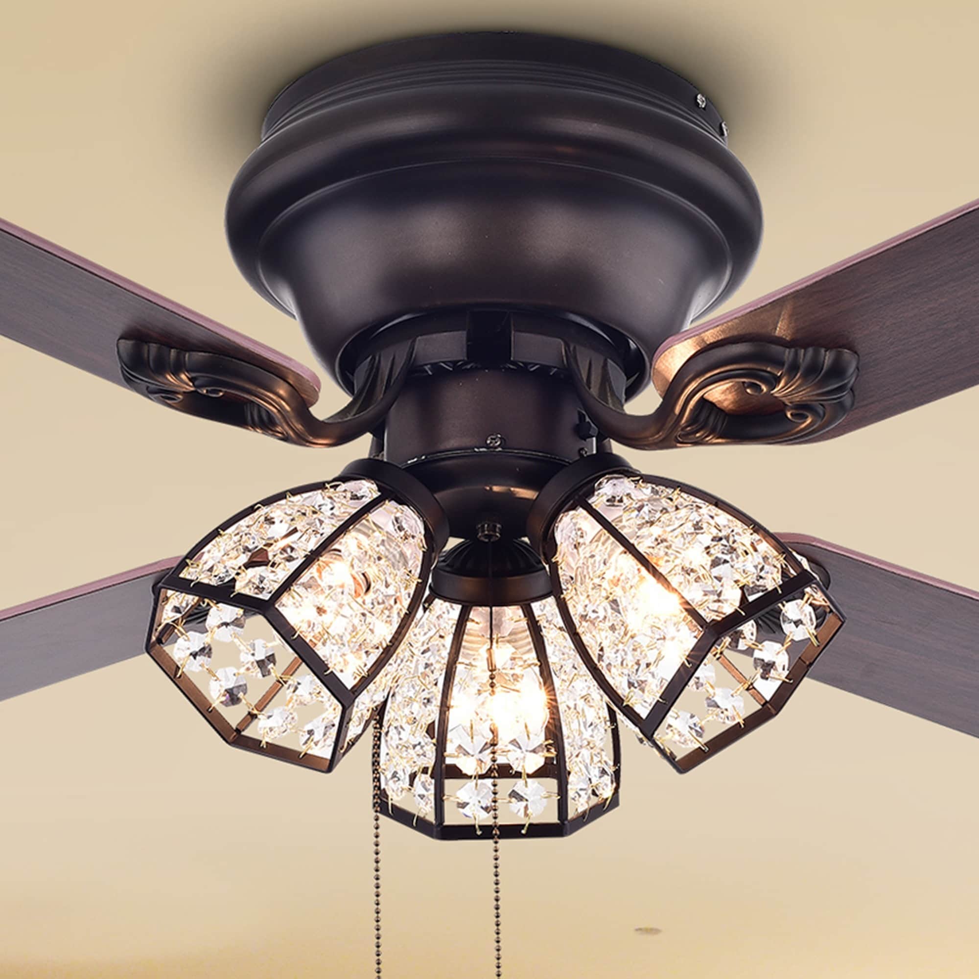 Warehouse of Tiffany Tarudor 42-inch Antique Bronze 3-Light Ceiling Fan