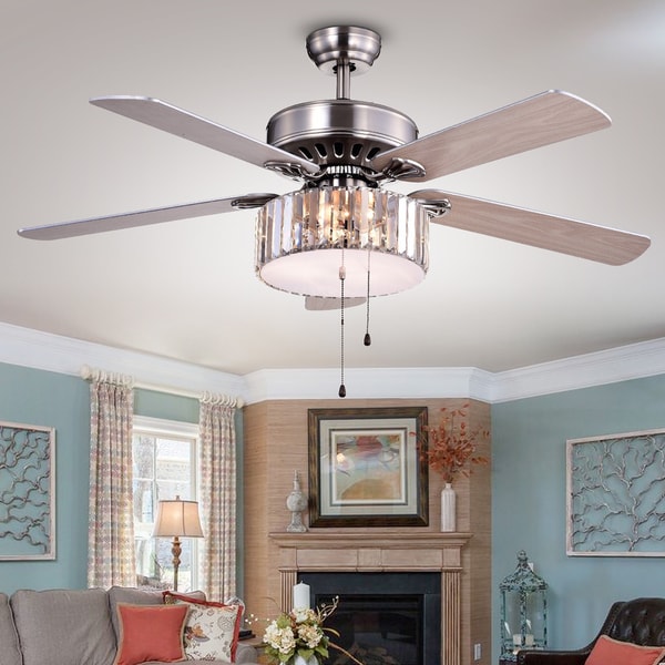 Kimalex Wood Nickel Crystal Ceiling Fan Free Shipping Today Kimalex Wood Nickel Crystal Ceiling Fan