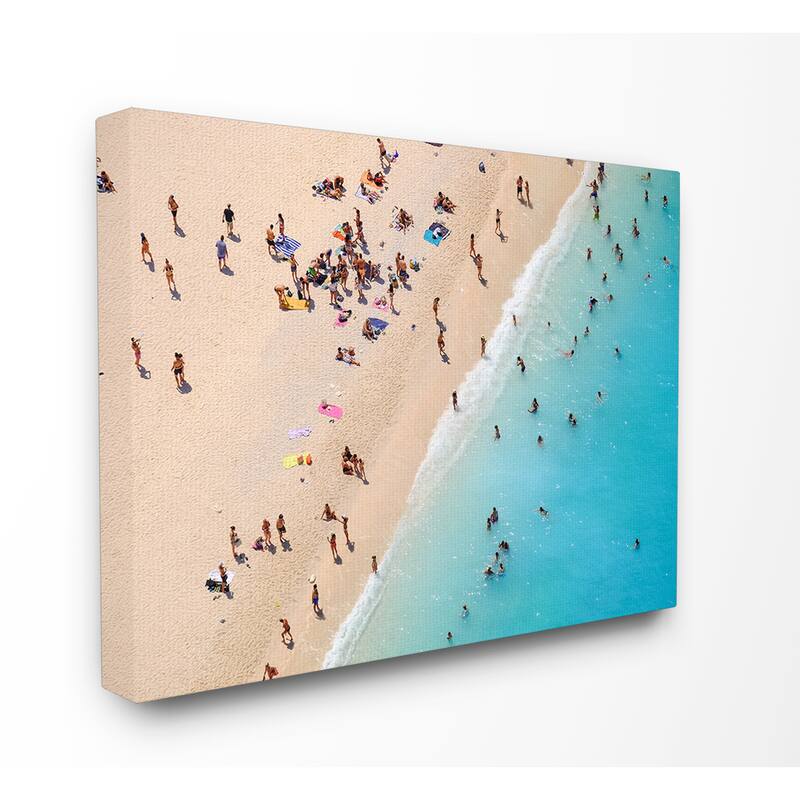 Stupell 'Aerial Beach View Sunbathers' Stretched Canvas Wall Art