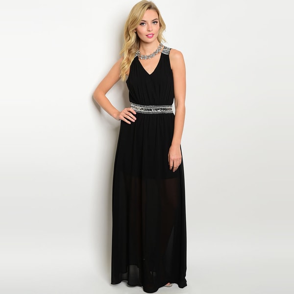 Sexy Sleeveless Chifofn Dress With Beaded Waist