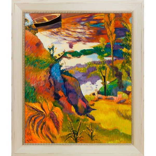 Paul Gauguin undefinedFisherman and Bathers on The Aven, 1888undefined Hand  Painted Framed Oil Reproduction on Canvas - Overstock - 14255921