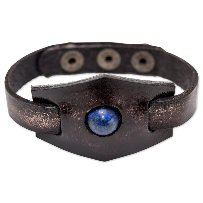 Handmade Leather Blue Soul Lapis Lazuli Bracelet (Thailand)