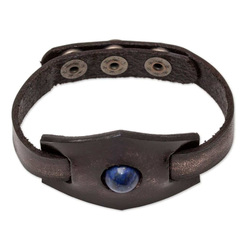 Handmade Leather Blue Soul Lapis Lazuli Bracelet (Thailand)