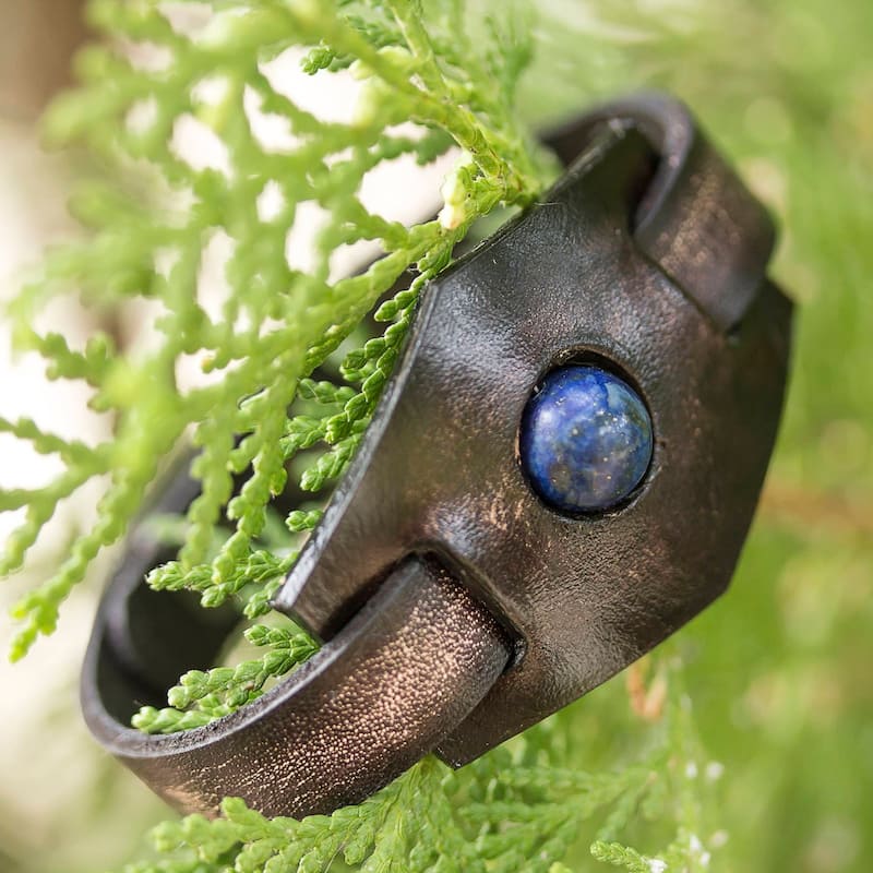Handmade Leather Blue Soul Lapis Lazuli Bracelet (Thailand)