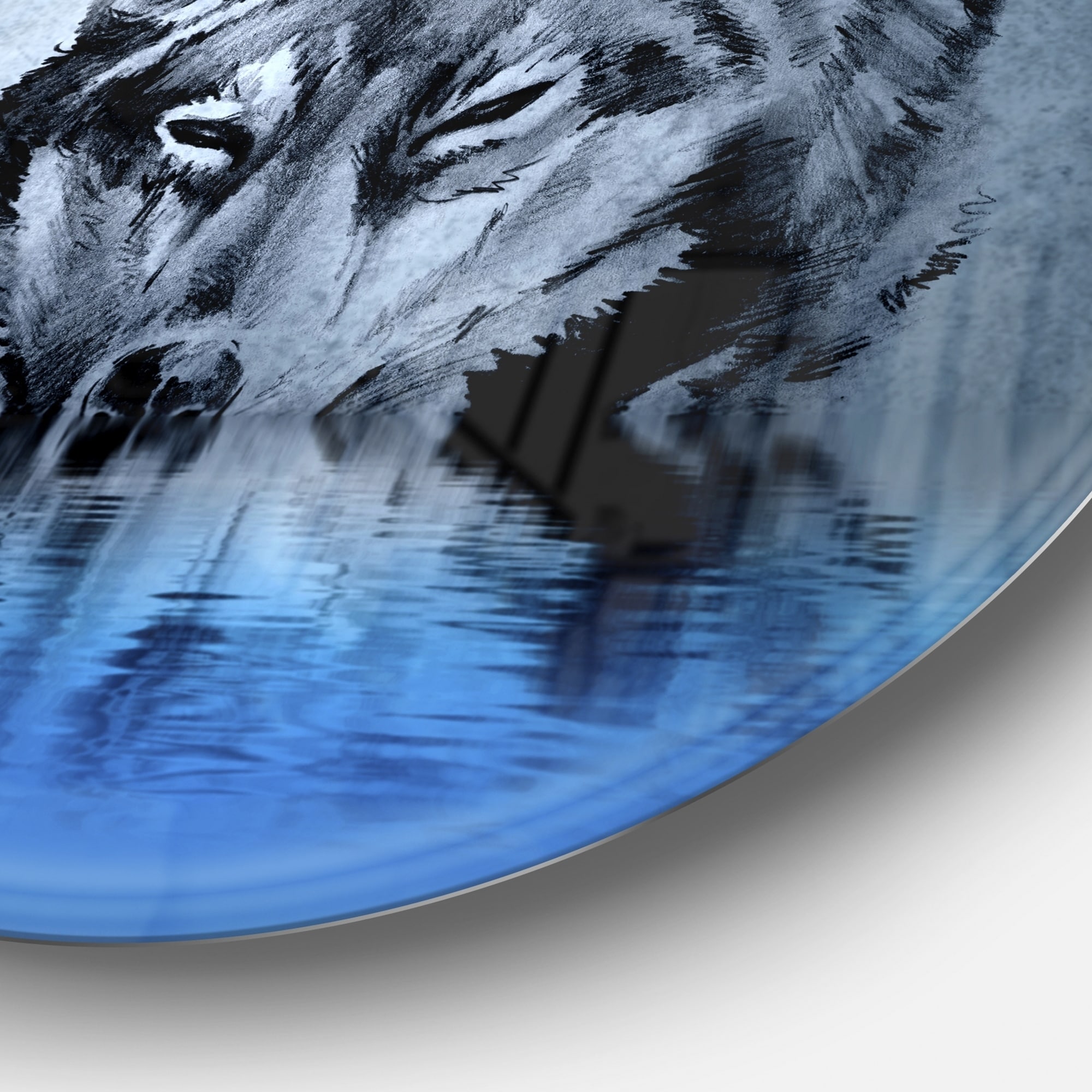 Shop Designart Wolf Head With Water Reflections Tattoo Digital Art Disc Metal Wall Art Overstock 14263117