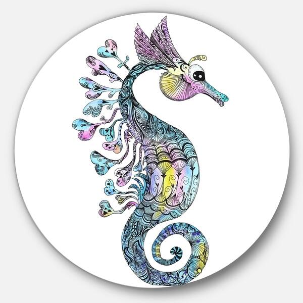 Shop Designart Colorful Seahorse Watercolor Animal Painting