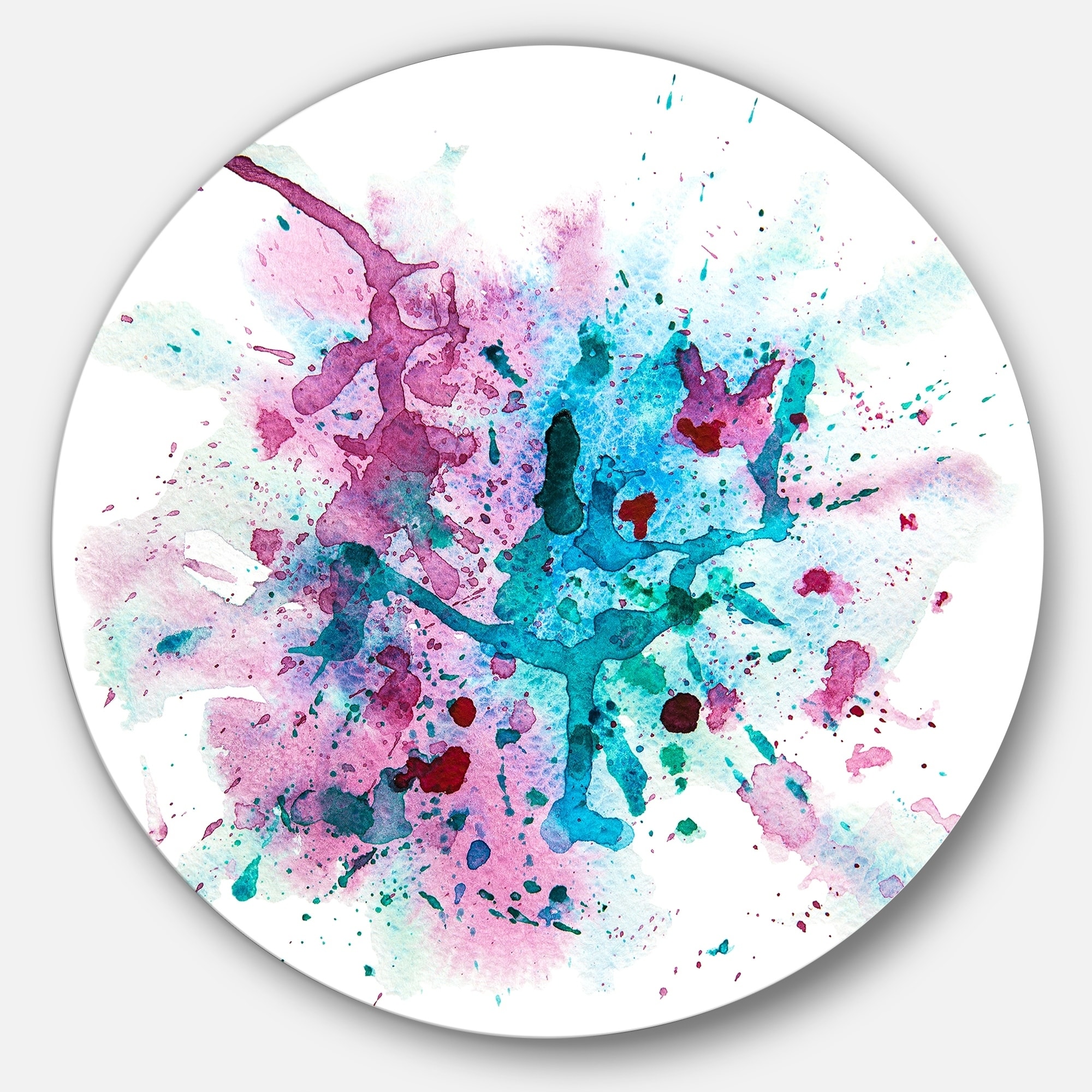 Designart Blue And Purple Paint Stain Abstract Watercolor Circle Wall Art Overstock 14263638