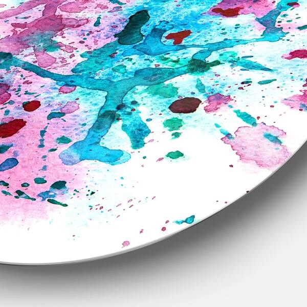 Designart Blue And Purple Paint Stain Abstract Watercolor Circle Wall Art Overstock 14263638