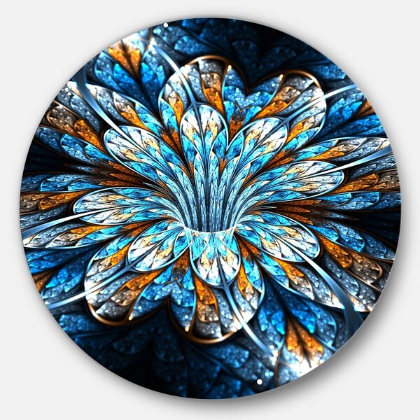 Shop Designart 'Turquoise Fractal Flower in Dark' Floral ...