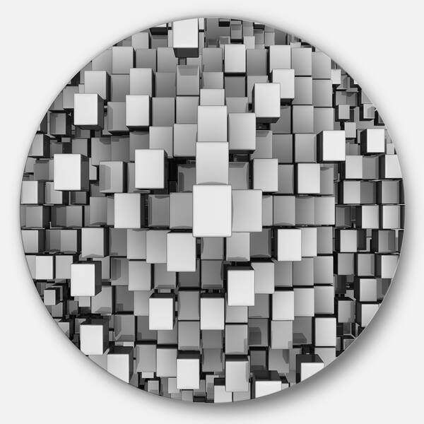 Shop Designart Black And Grey Cubes Contemporary Round Metal Wall Art Overstock 14263850
