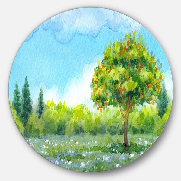 Shop Designart Tree In Spring Watercolor Painting Landscape Disc