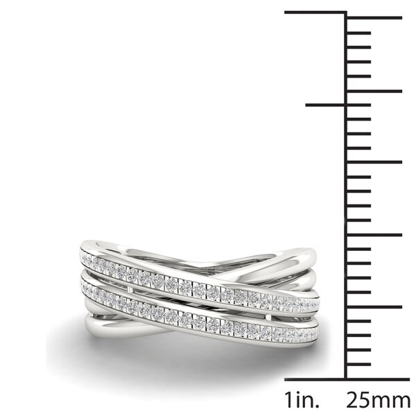 1/5ct TDW Diamond Criss Cross Ring in Sterling Silver