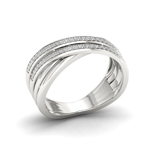 1/5ct TDW Diamond Criss Cross Ring in Sterling Silver. Opens flyout.