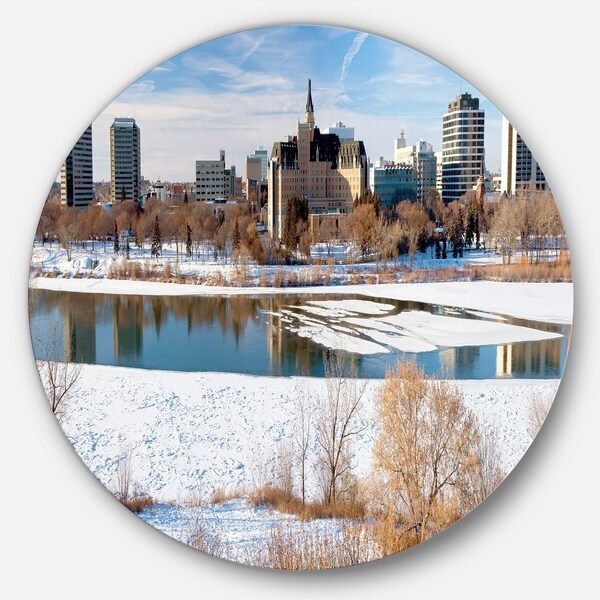 Designart City Of Saskatoon Winter Panoramic Landscape Canvas Art Print Blue Overstock 11614513