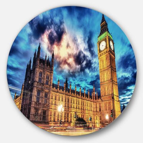 Designart 'Big Ben and House of Parliament' Cityscape Photo Circle Wall Art