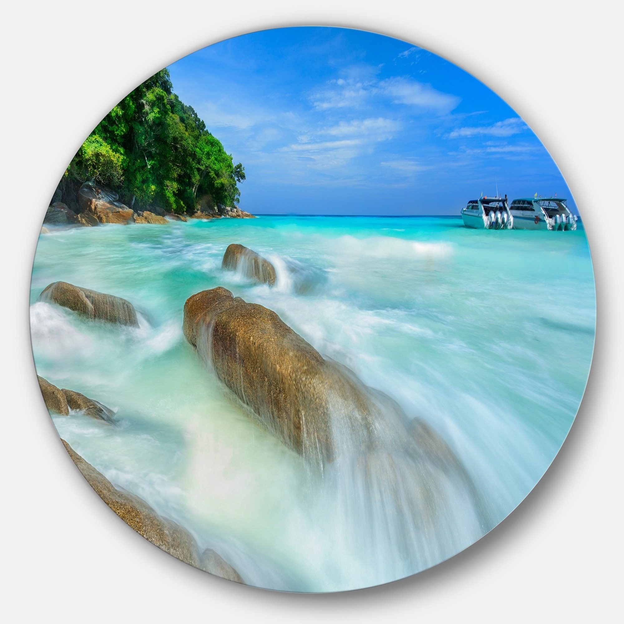 Designart Tachai Island In Thailand Landscape Photo Round Metal Wall Art Overstock 14264582