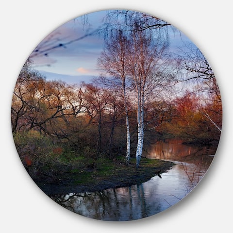 Designart 'Forest River in the Spring' Landscape Photo Round Wall Art