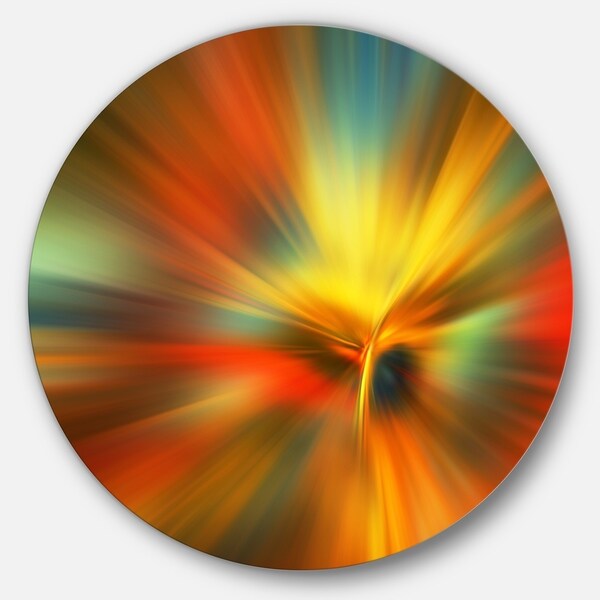 Designart 'Yellow Focus Color' Abstract Digital Art Round Metal Wall