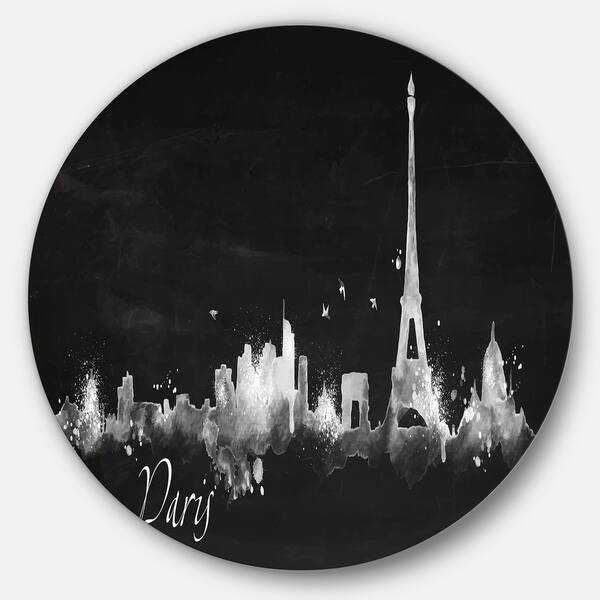 Shop Designart Paris Dark Silhouette Cityscape Painting Round Wall Art Overstock 14264925