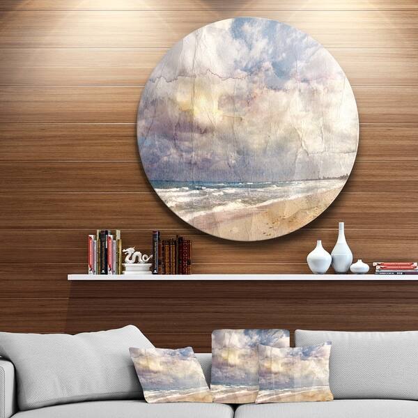 Shop Designart Retro Ocean Watercolor Seascape Painting Round