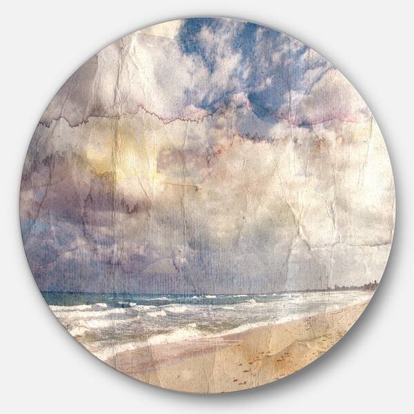 Shop Designart Retro Ocean Watercolor Seascape Painting Round Metal Wall Art Overstock 14265086
