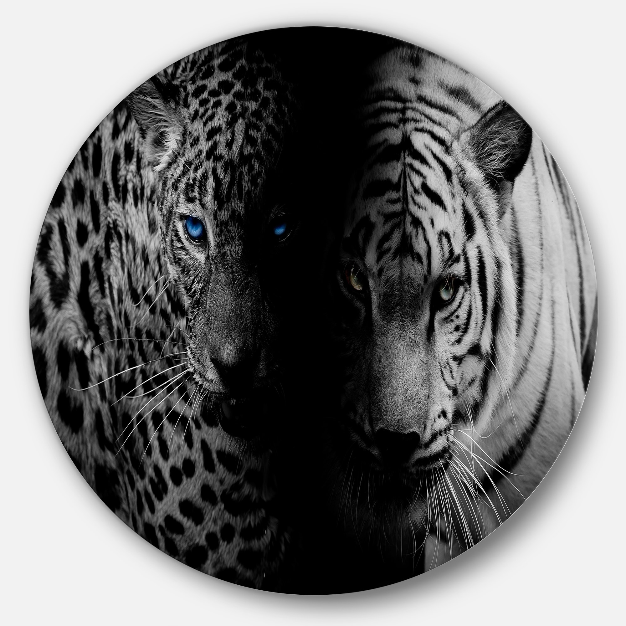 Shop Designart Leopard And Tiger In Black Animal Digital Art