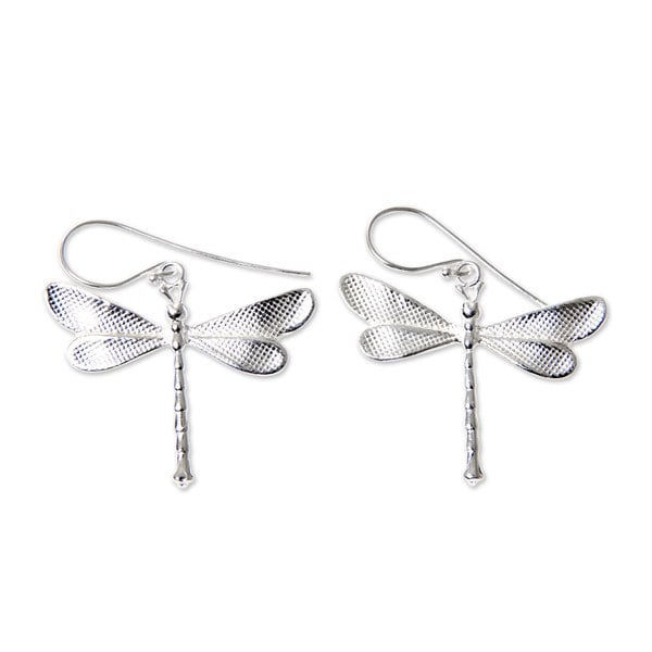 Handmade Sterling Silver White Dragonfly Earrings Indonesia Handmade Sterling Silver X27 White Dragonfly Earrings Indonesia