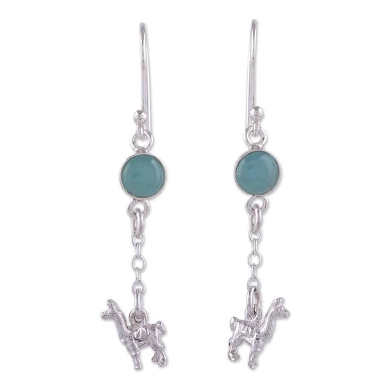 Handmade Sterling Silver 'Llama Light' Opal Earrings (Peru)