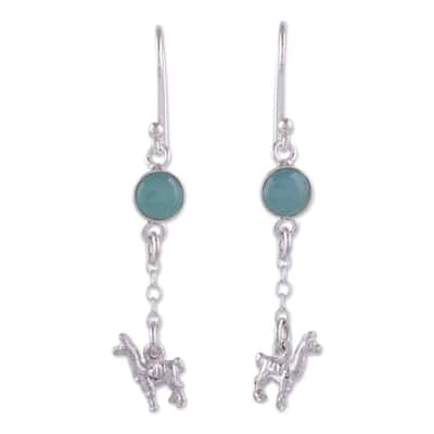 Handmade Sterling Silver 'Llama Light' Opal Earrings (Peru)