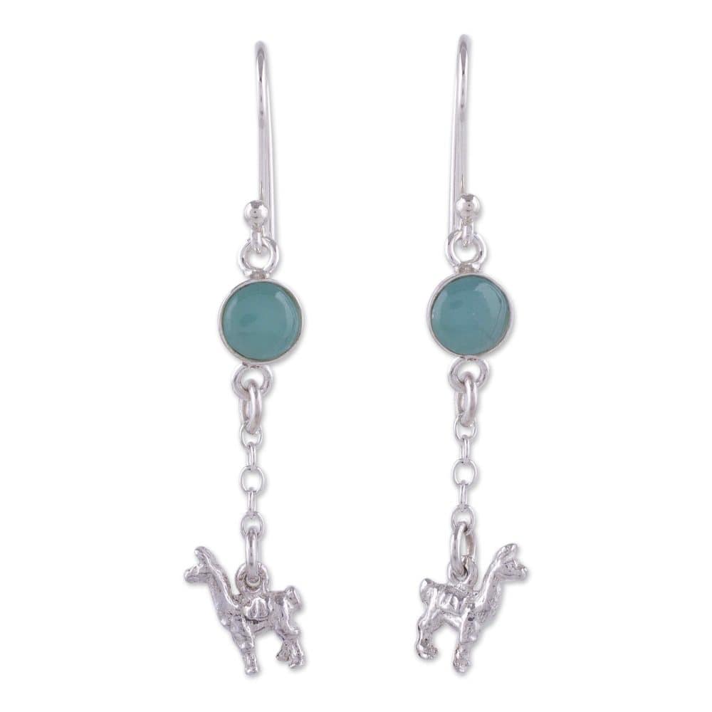 Handmade Sterling Silver 'Llama Light' Opal Earrings (Peru)