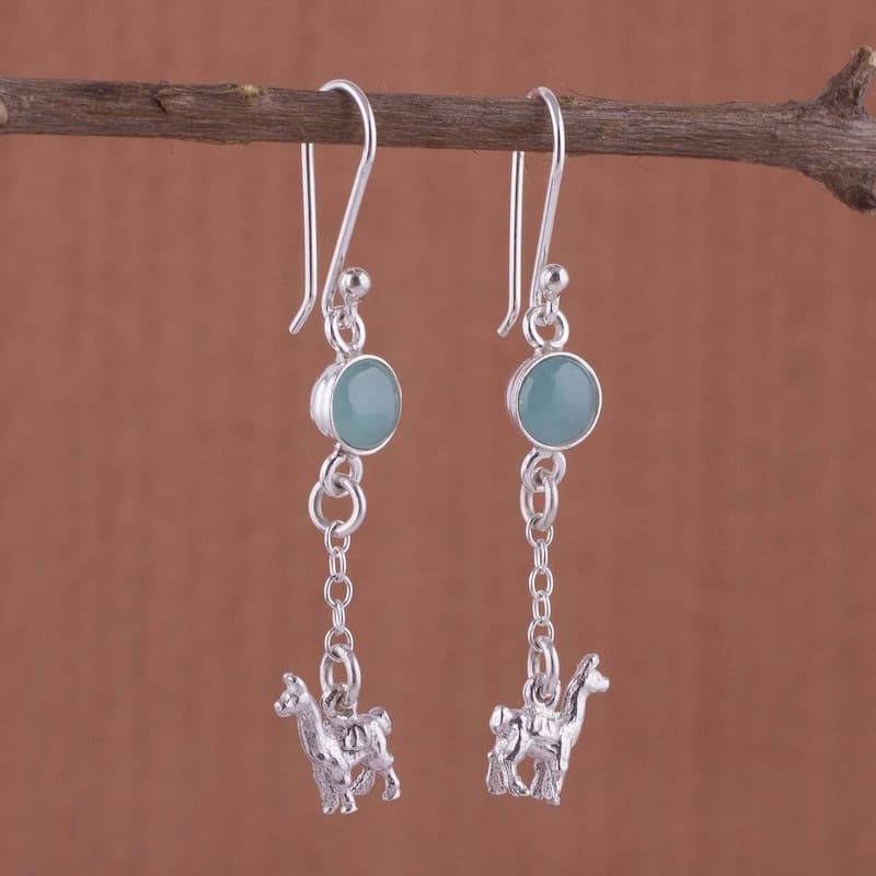 Handmade Sterling Silver 'Llama Light' Opal Earrings (Peru)