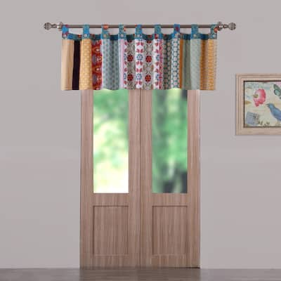 Greenland Home Fashions Thalia Tab-Top Style, Velvet-Embellished Window Valance, 84 W x 21 L