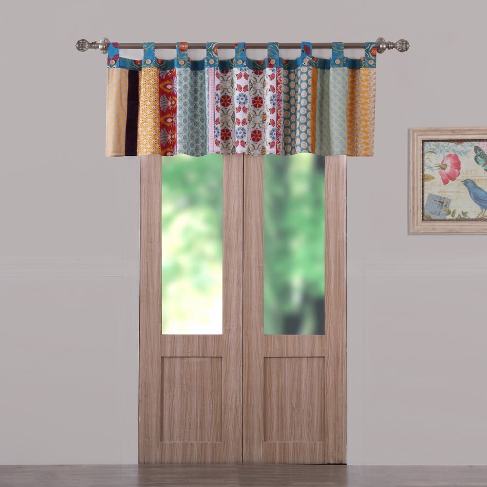Greenland Home Fashions Thalia Tab-Top Style, Velvet-Embellished Window Valance, 84 W x 21 L