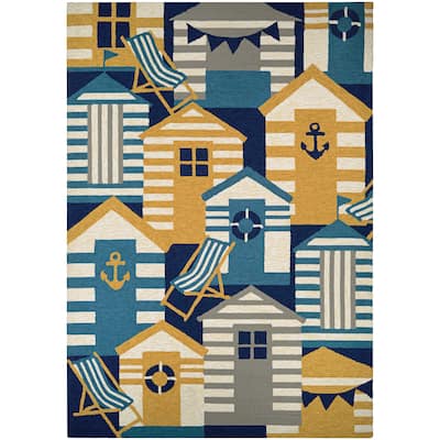 Outdoor Escape Beach Hut Indoor/ Outdoor Area Rug