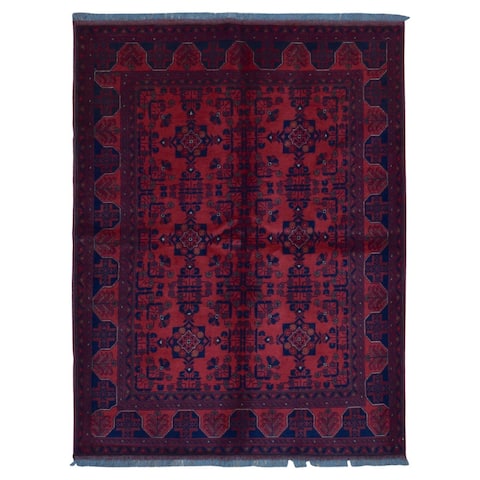 FineRugCollection Handmade Khal Mohammadi Red Wool Oriental Rug