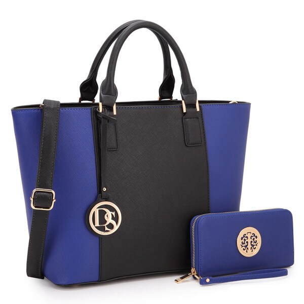 Dasein Multicolor Faux Leather Medium Classic Tote Bag With Dasein Multicolor Faux Leather Medium Classic Tote Bag With Matching Wallet