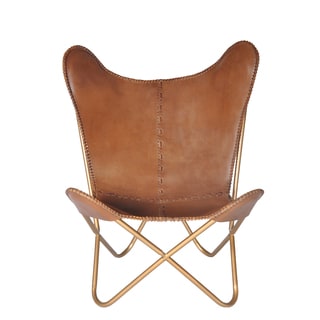 Carbon Loft Larkin Chestnut Leather Butterfly Chair