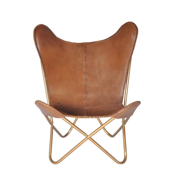 slide 2 of 4, Carbon Loft Larkin Chestnut Leather Butterfly Chair